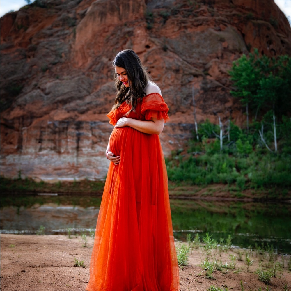 Ever Pretty Orange Maternity Dress